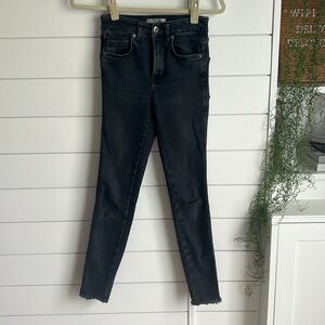 Free People washed black frayed denim